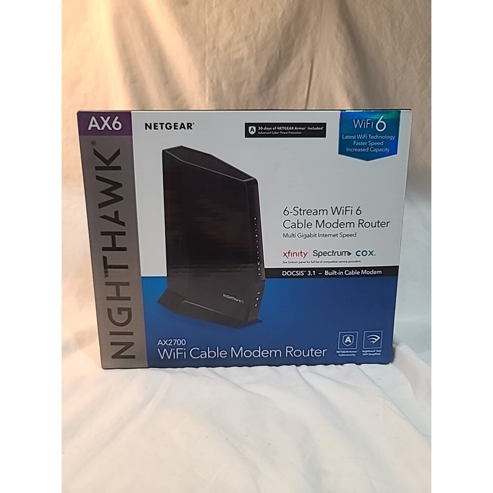 Netgear Nighthawk AX6 Cable Modem Router.AX2700, WiFi 6,DOCSIS 3.1. NIB
